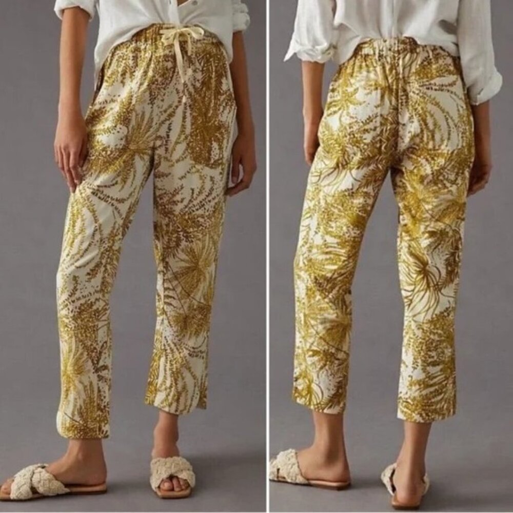 Anthropologie Pilcro The Cottage print Linen ankle casual surf vacation Pants XL